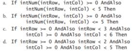 The intNum array is declared as follows: Dim intNum(,) As Integer = {{6, 12, 9, 5, 2}, {35, 60, 17,...