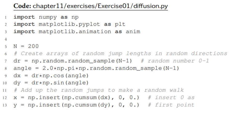 Write a program to animate a 2-dimensional random walk for a fixed number of steps. Midway through...-6