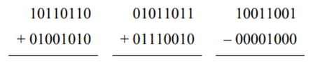 Determine the settings of the zero flag, the carry flag, the overflow flag, and the sign flag for...