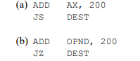 Let AX = 00 4FH and the word OPND in memory = FF 38H. Determine whether the conditional jump...