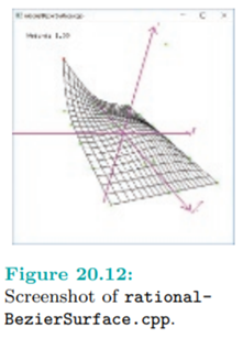 Run rationalBezierSurface.cpp, based on bezierSurface.cpp, which draws a rational B´ezier surface...