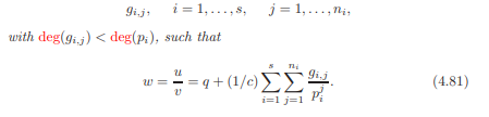 Prove that the representation in Theorem 4.69 is unique. Theorem 4.69. Let w = u/v be a rational...-2