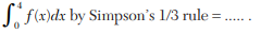 Using Simpson’s 1/3 rule = . . . (taking n = 4) If y 0 = 1, y 1 = 0.5, y 2 = 0.2, y 3 = 0.1, y 4 =...-3