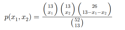 (Joint probability function and its marginals) In dealing a hand of 13 cards from a deck of ordinary...