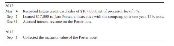 Journalizing card sales, note receivable transactions, and accruing interest [10–15 min] Marathon...