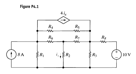 For the circuit shown in Fig. P4.1, state the numerical value of the number of (a) branches, (b)...