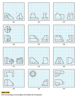 Given the two views of a multiview drawing of an object, sketch or draw the given views, freehand or...-3