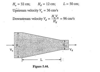 Consider fluid flow in the transition region shown in Figure 5.44. The numerical data are as...-1