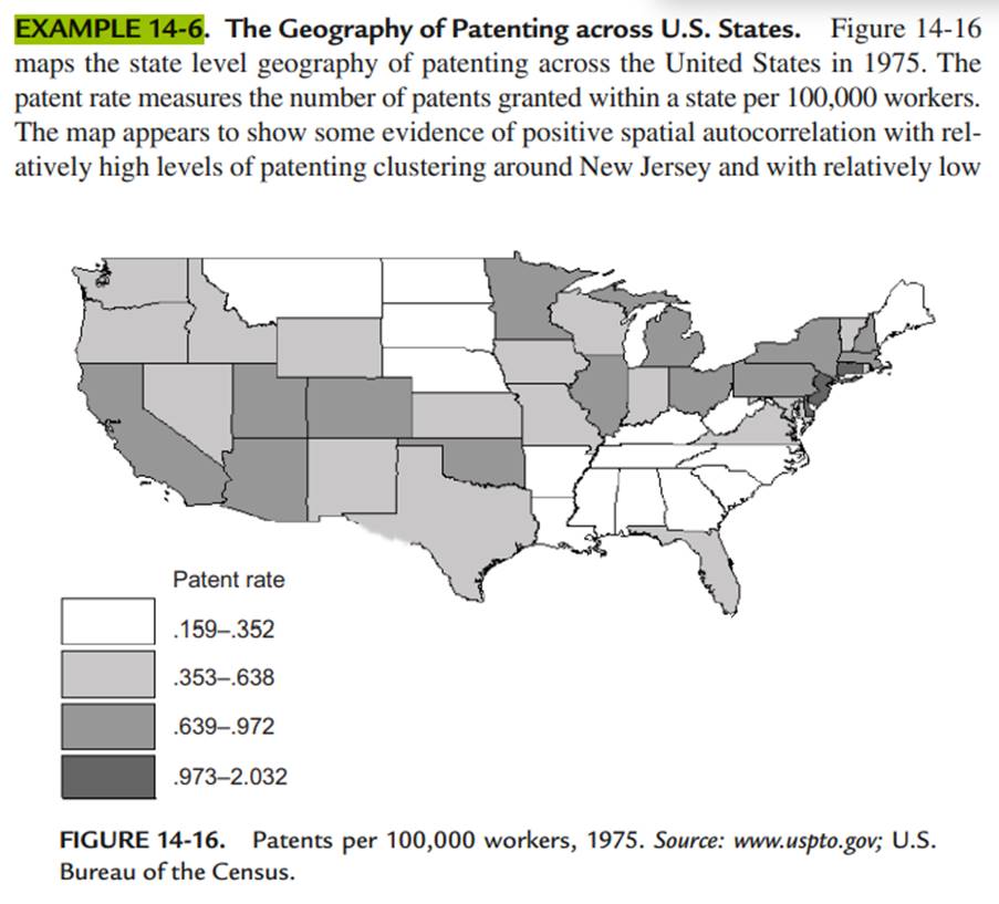 Example 14-6 made use of a binary contiguity matrix for the contiguous 48 states of the United...