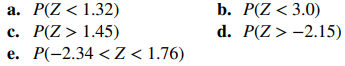 Use Appendix Table III to determine the following probabilities for the standard normal random...