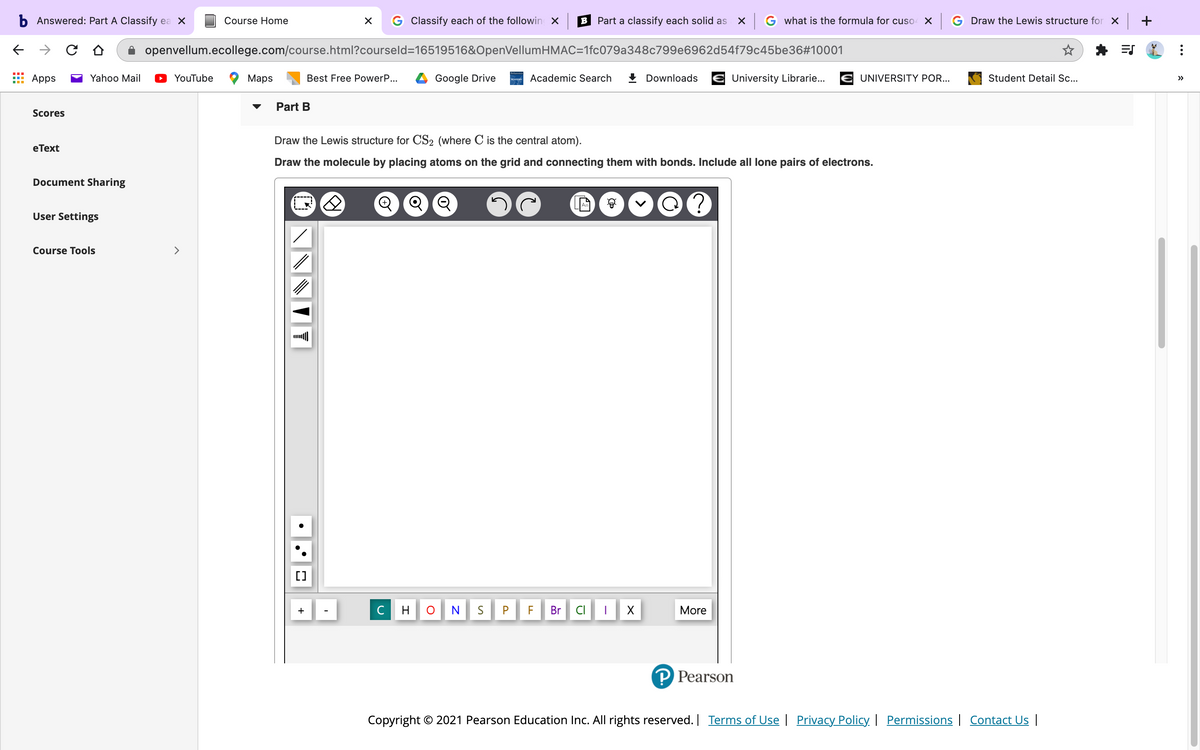 Part A Draw the Lewis structure for HCCH (ethyne). Draw the molecule by placing atoms on the grid...-2