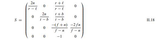 Derive Formula II.18 for the gl Frustum matrix.