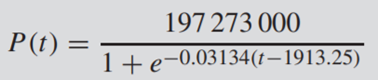 Draw a graph of the population of the USA from 1790 to 2000, using the (logistic) model where is the...-1