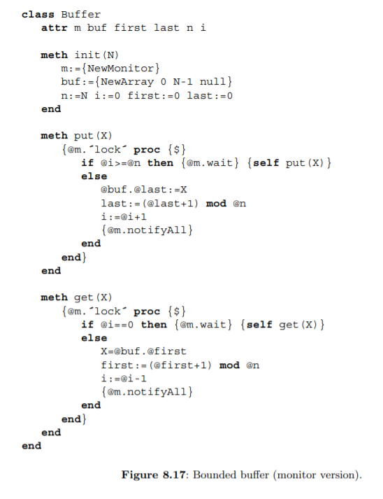 Monitors and conditions. Section 8.4.5 gives an alternative semantics for monitors in which there...-1