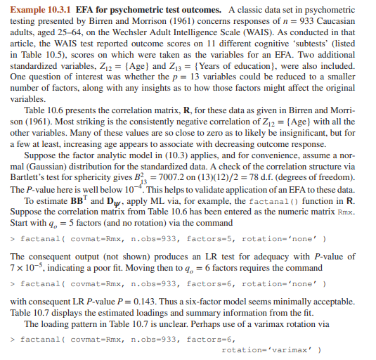 Return to the WAIS test data in Example 10.3.1 and as there employ ML estimation with a varimax...-2