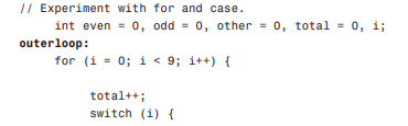 For the last exercise, you’ll define a labeled break. This statement allows you to go to the end of...-1