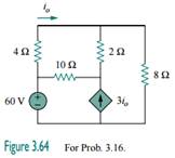Using nodal analysis, find current i o in the circuit of Fig. 3.64. 1 answer below » Using nodal...