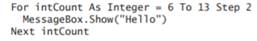 How many times will the MessageBox.Show method in the following code be processed? a. zero b. one c....-3