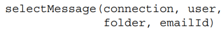 Write a function that uses a query to select the message from the emails table, where the user is...