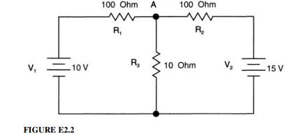 Find the current values I 1 , I 2 , and I 3 in the circuit given in Figure E2.2. Assume the loop...