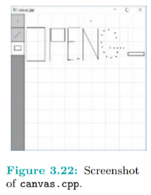 Run canvas.cpp, a simple program to draw on a flat canvas with menu and mouse functionality. Left...