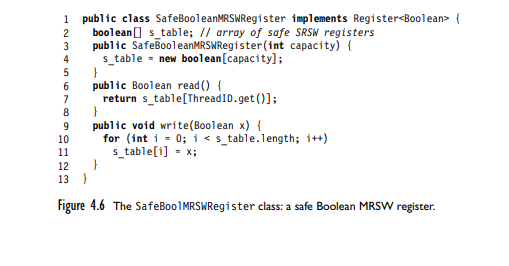 Consider the safe Boolean MRSW construction shown in Fig. 4.6. True or false: if we replace the safe...