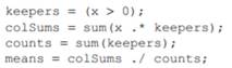 Given that x is a M × N matrix, state what does the following code do? A vector x contains some...-1