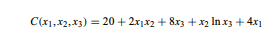 Assume that is the total cost function of three products, where x1, x2, x3 are the outputs of these...