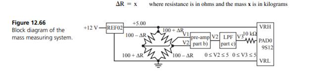 Design an electronic scale using a Freescale microcomputer with an 8-bit ADC (Figure 12.66). Let x...-6