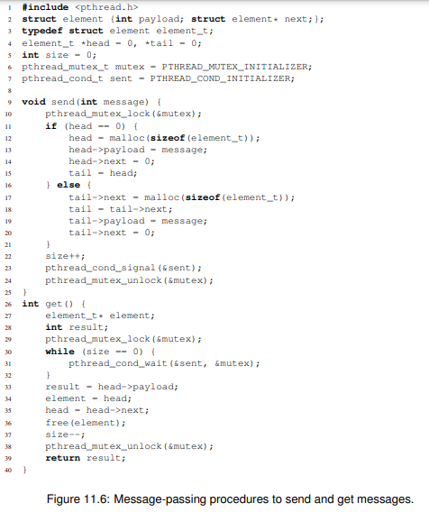 The producer/consumer pattern implementation in Example 11.13 has the drawback that the size of the...