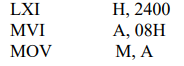 What will be the values in registers A, H, L and locations 2400H, 2401H, 2500H and 2501H after the...-1