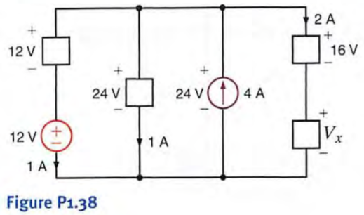 Find V x in the network in Fig. PI.38 using Tellegen's theorem.