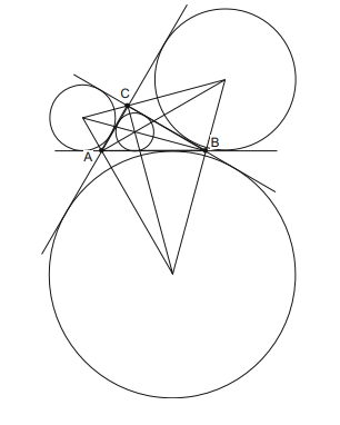 Construct the inscribed circle (or incircle) of a given triangle ABC. The center of this circle lies...