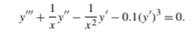 Solve the following ODE with boundary conditions y(1) = 0, y(1) = 0 and y(2) = 1: A flexible cable...-1