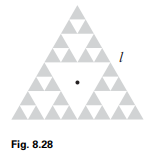 Take an equilateral triangle of side , and remove the “middle” triangle (1/4 of the area). Then...