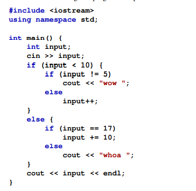 Consider the following C++ program that prints one line of text: What will the program print if the...