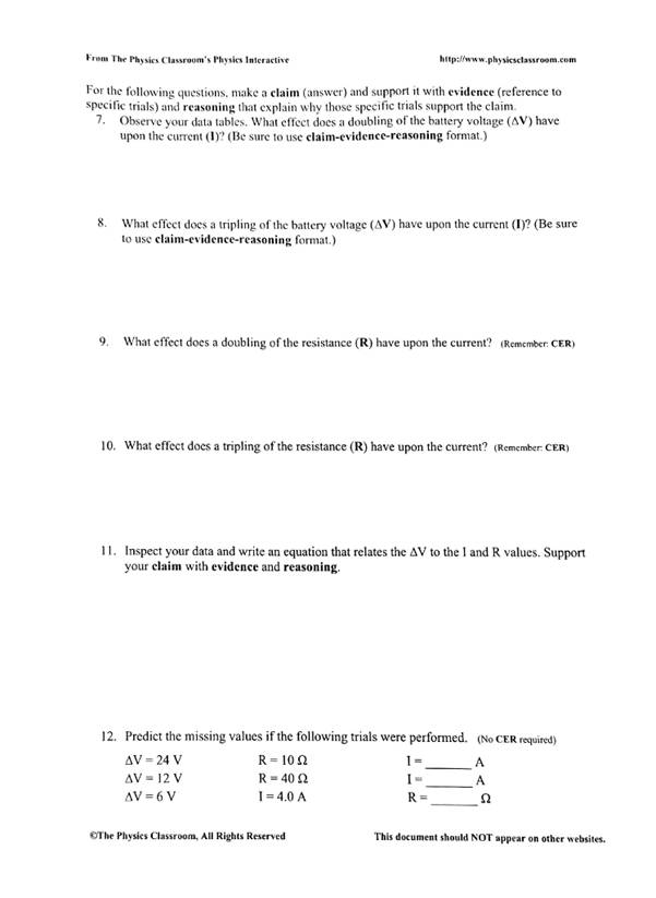 Physics Interactives => Electric Circuits => DC Circuit Builder or... Physics Interactives =>...-2