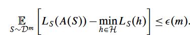 We say that a learning rule A learns a class H with rate (m) if for every distribution D it holds...-1