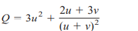 MANUFACTURING At a certain factory, output Q is related to inputs u and v by the equation If the...