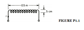 The long solenoid coil shown in Fig. P1.1 has 250 turns. As its length is much greater than its...