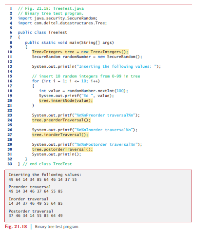 Modify Figs. 21.17 and 21.18 so the Tree class provides a method getDepth that determines how many...-5