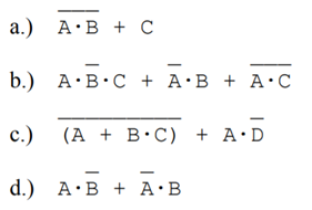 Convert the following boolean expressions to their schematic equivalents. Do not modify the original...-1