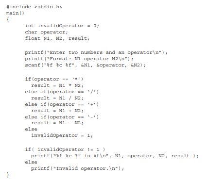 The following program illustrates a nested if-else structure and multiple parameters to the scanf...