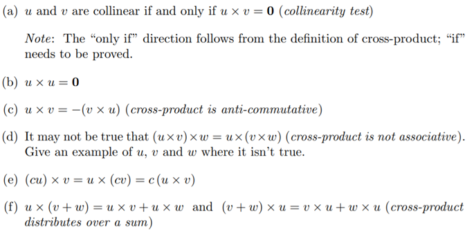 Prove the following about cross-products, where and w are any three vectors, and an arbitrary...-3