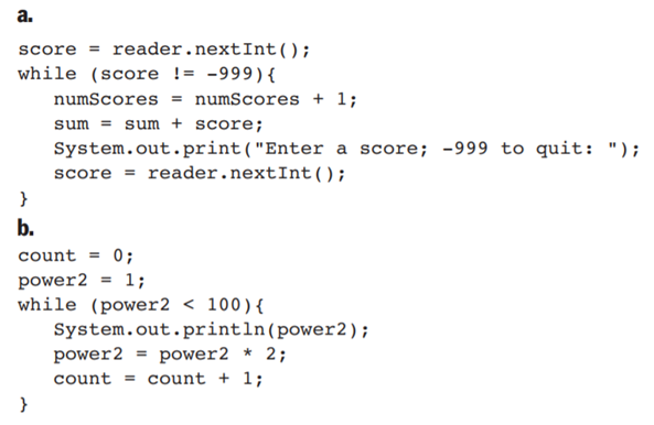 Write appropriate input assertions and output assertions for each of the following loops.