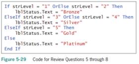 What will the code in Figure 5-28 assign to the dblRate variable when the dblSales variable contains...