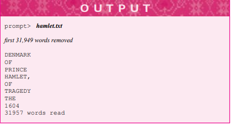 Do the last exercise, but rather than reading a file of words many times (e.g., once for each word...-1