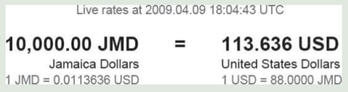 You just returned from your dream vacation to Jamaica and feel rich since you have 10,000 Jamaican...