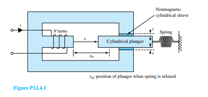 In Problem 12.4.1 neglect the saturation of the core, leakage, and fringing. Neglect also the...-1