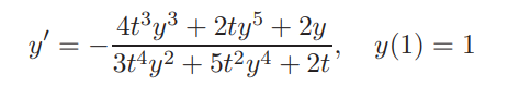 Use the Runge-Kutta method of order 4 with h = 0.05 to approximate the solution in [1, 1.5] of the...-3